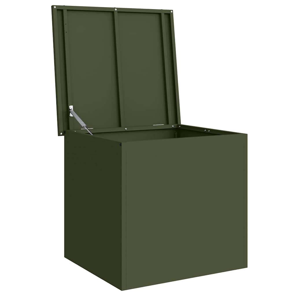 Boîte de rangement extérieure vert olive 55 x 50,5 x 50 cm acier