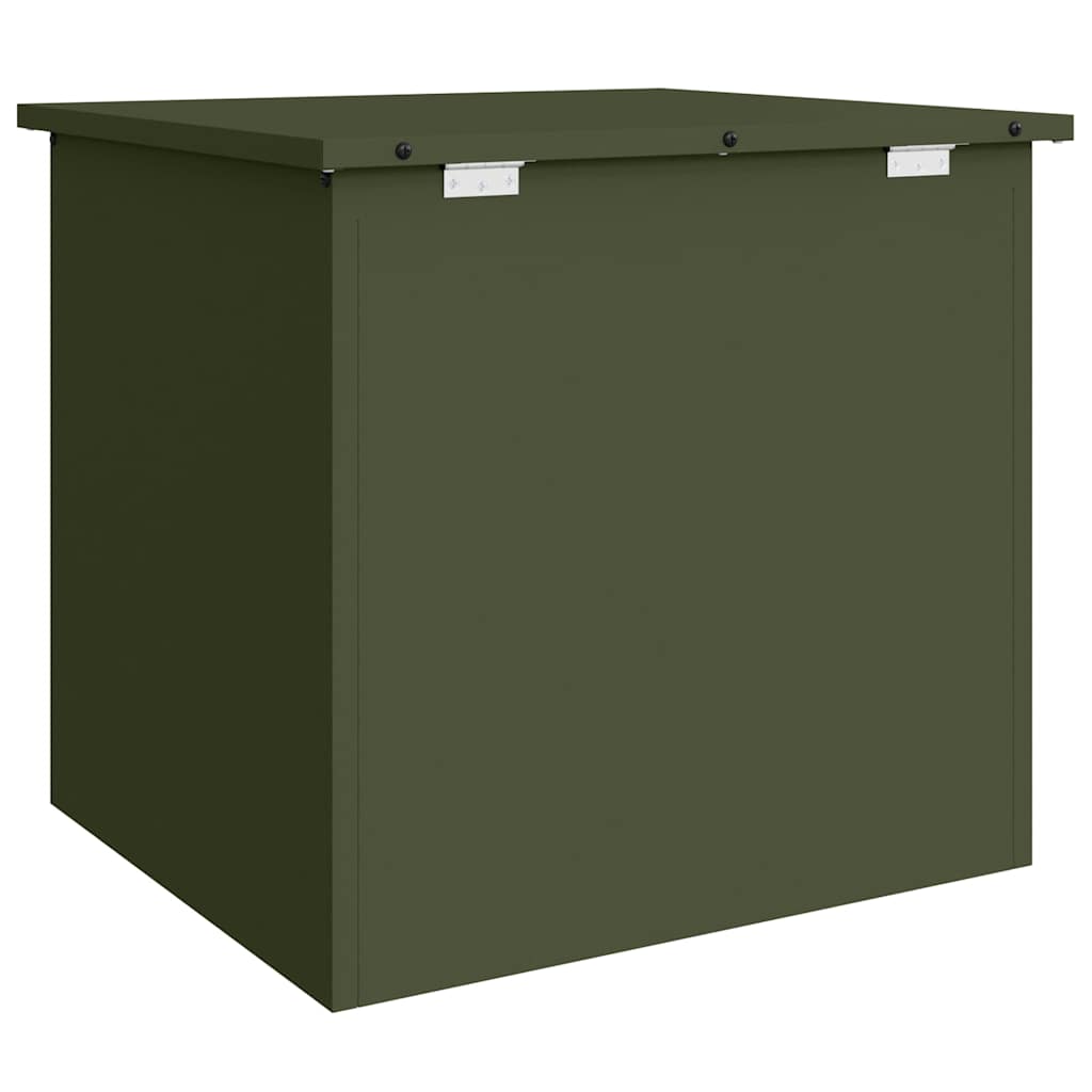 Boîte de rangement extérieure vert olive 55 x 50,5 x 50 cm acier