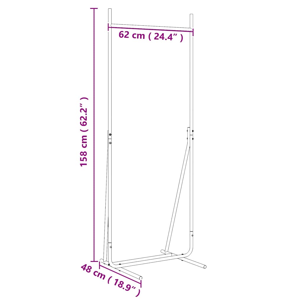Garment Rack Black 62 x 48 x 158 cm Steel