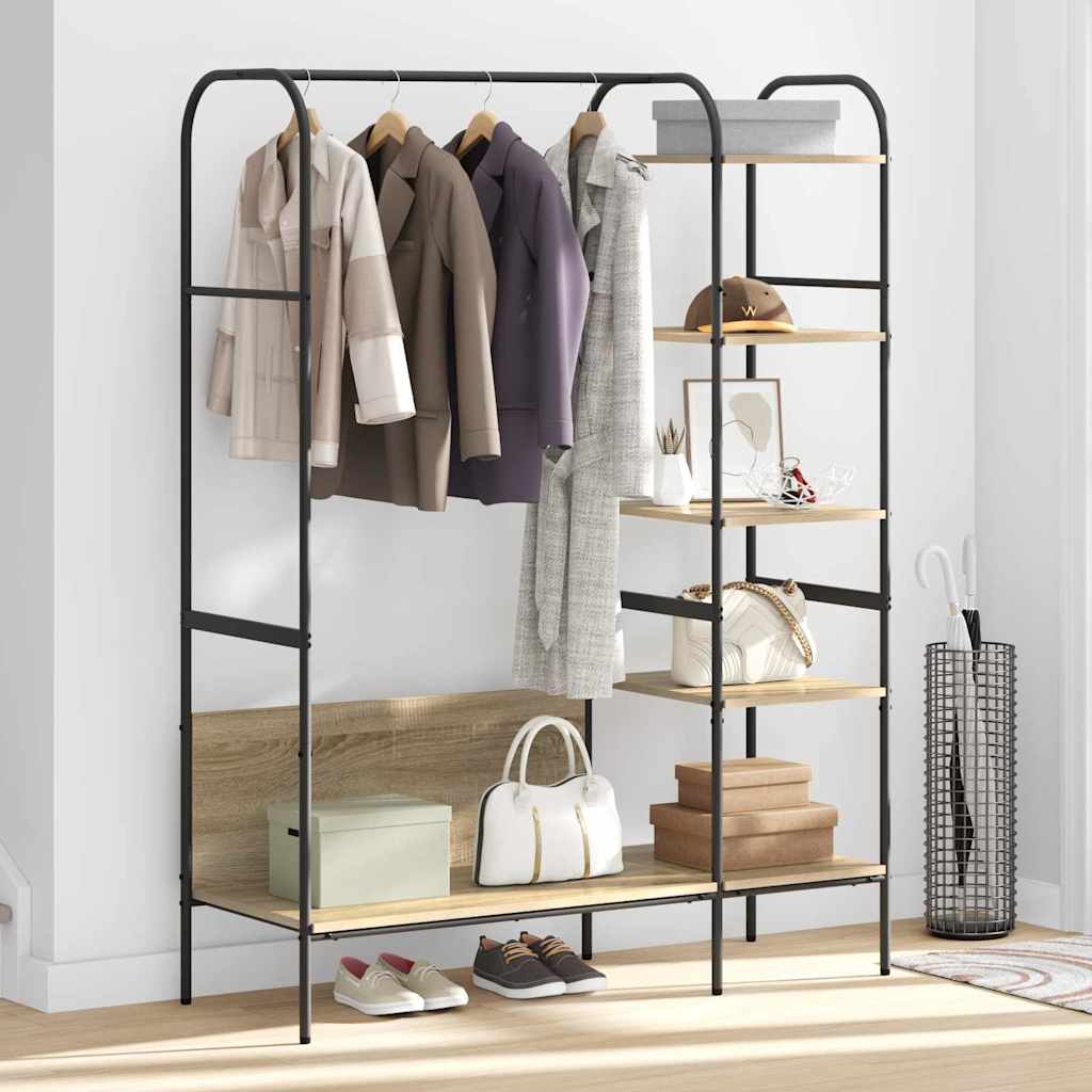 Portant à vêtements avec étagère marron 120 x 44 x 160 cm en bois reconstitué