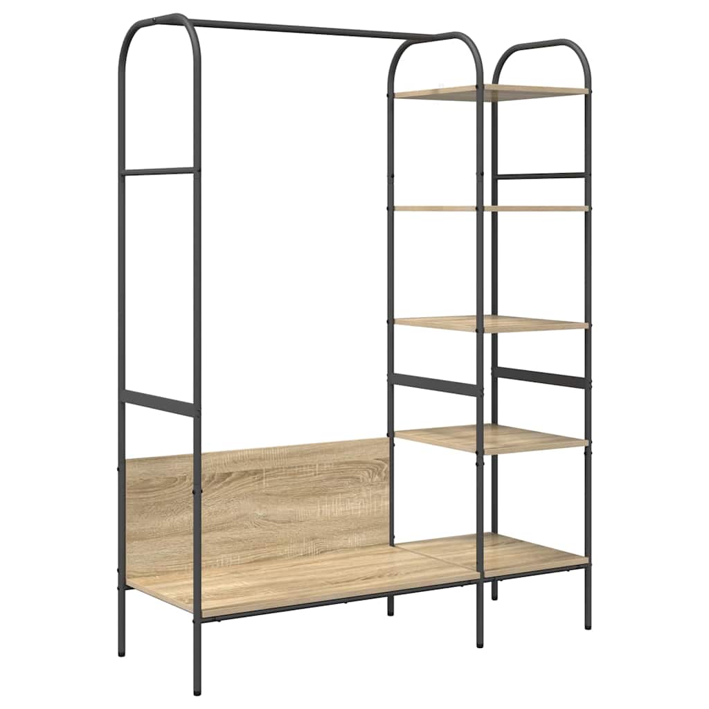 Portant à vêtements avec étagère marron 120 x 44 x 160 cm en bois reconstitué