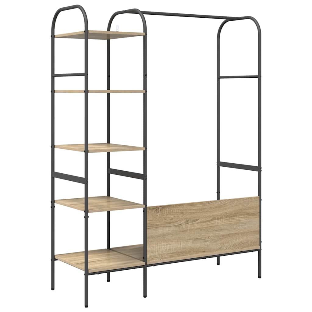 Portant à vêtements avec étagère marron 120 x 44 x 160 cm en bois reconstitué