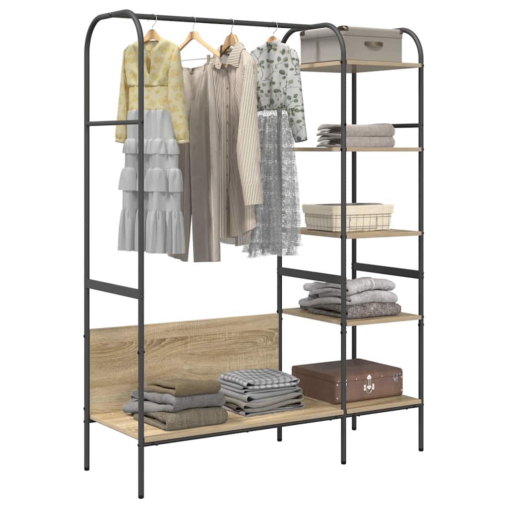Portant à vêtements avec étagère marron 120 x 44 x 160 cm en bois reconstitué