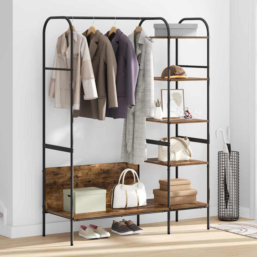 Kleiderständer mit Regal Braun Eichen-Optik 120 x 44 x 160 cm