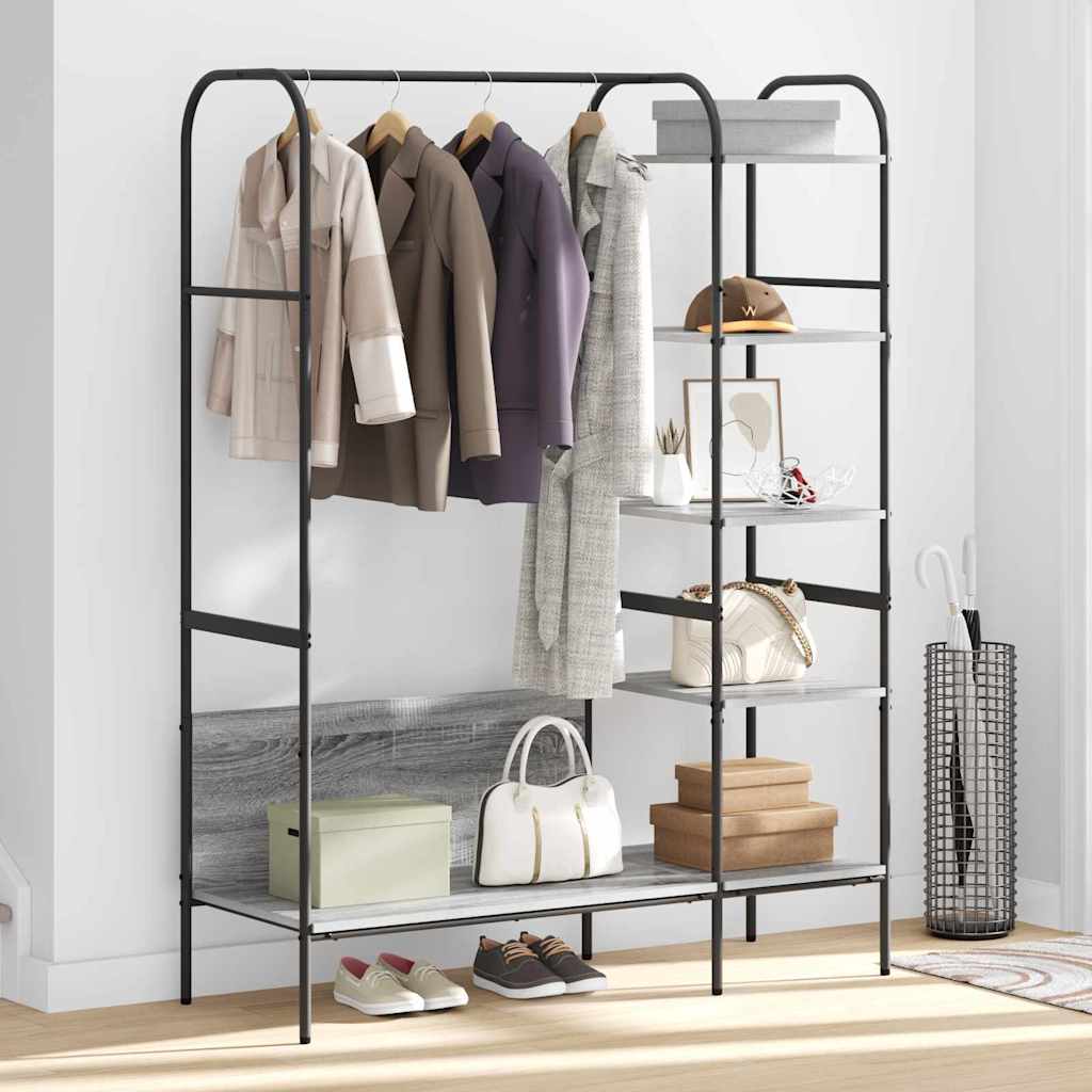 Porte-vêtements avec étagère Gris 120 x 44 x 160 cm Bois reconstitué