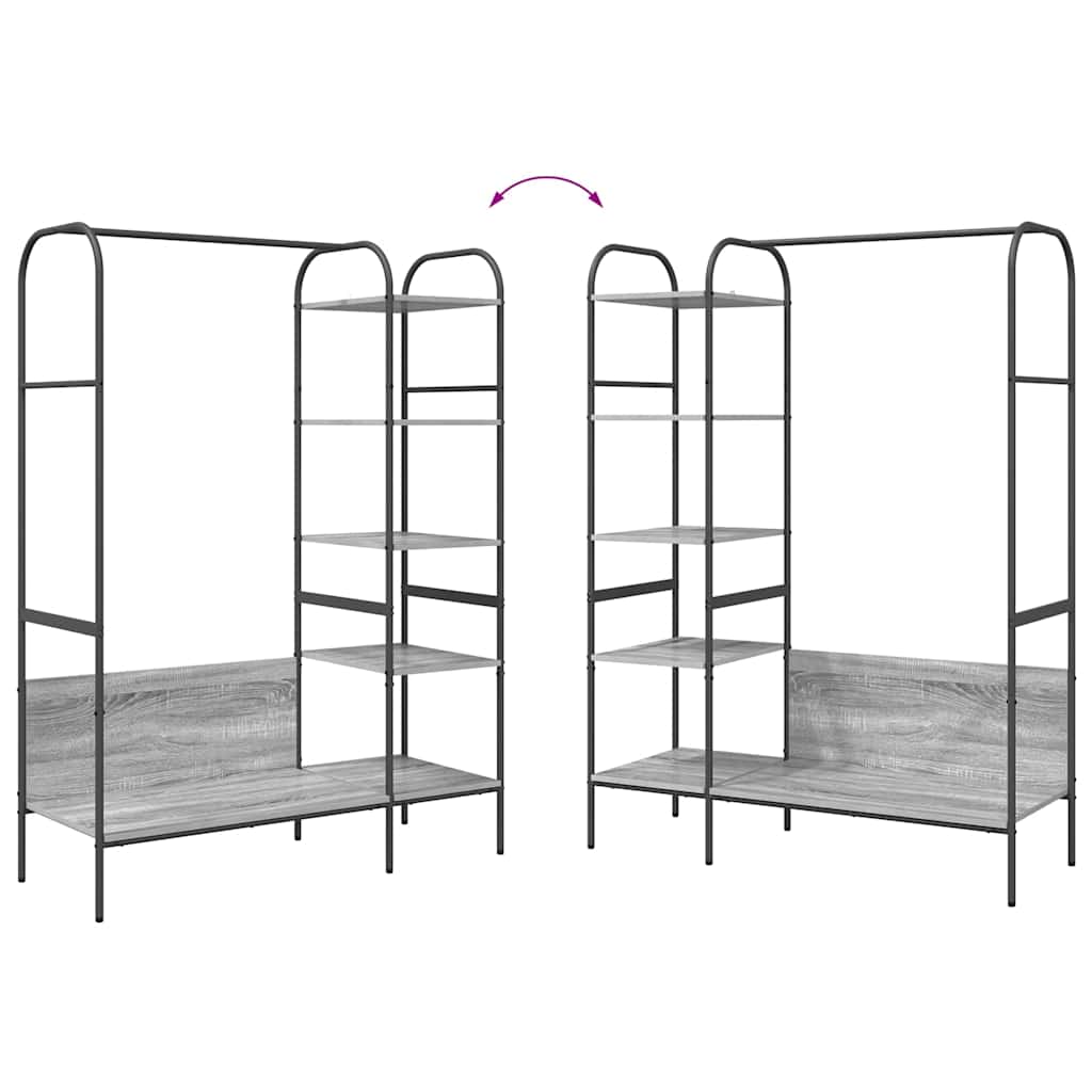 Porte-vêtements avec étagère Gris 120 x 44 x 160 cm Bois reconstitué