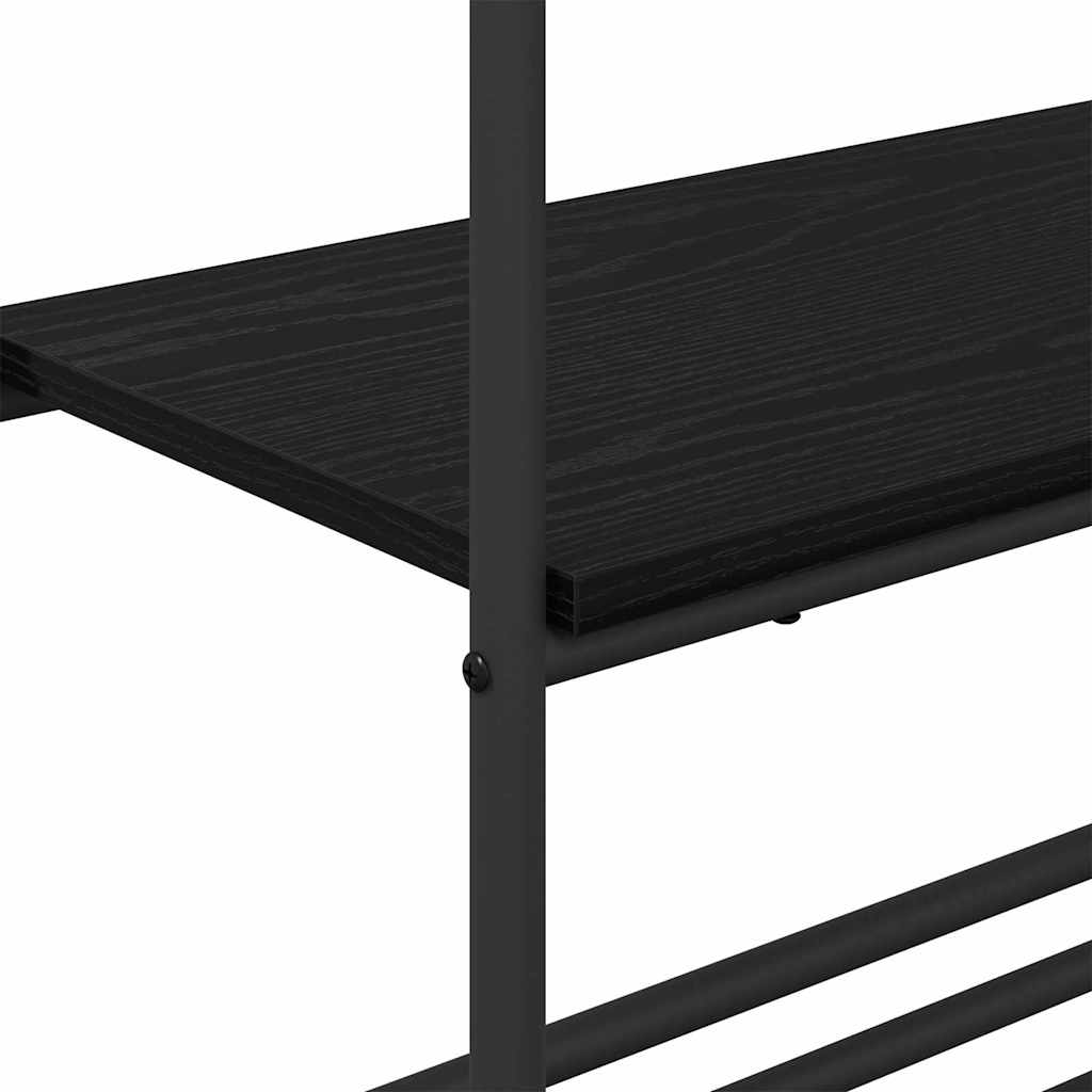 Porte-manteau avec étagère Noir aspect chêne 60 x 30 x 171 cm