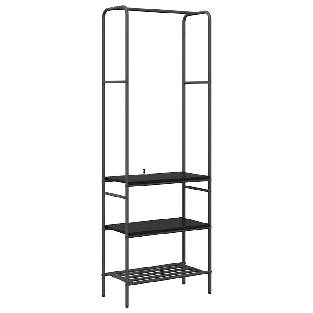 Porte-manteau avec étagère Noir aspect chêne 60 x 30 x 171 cm