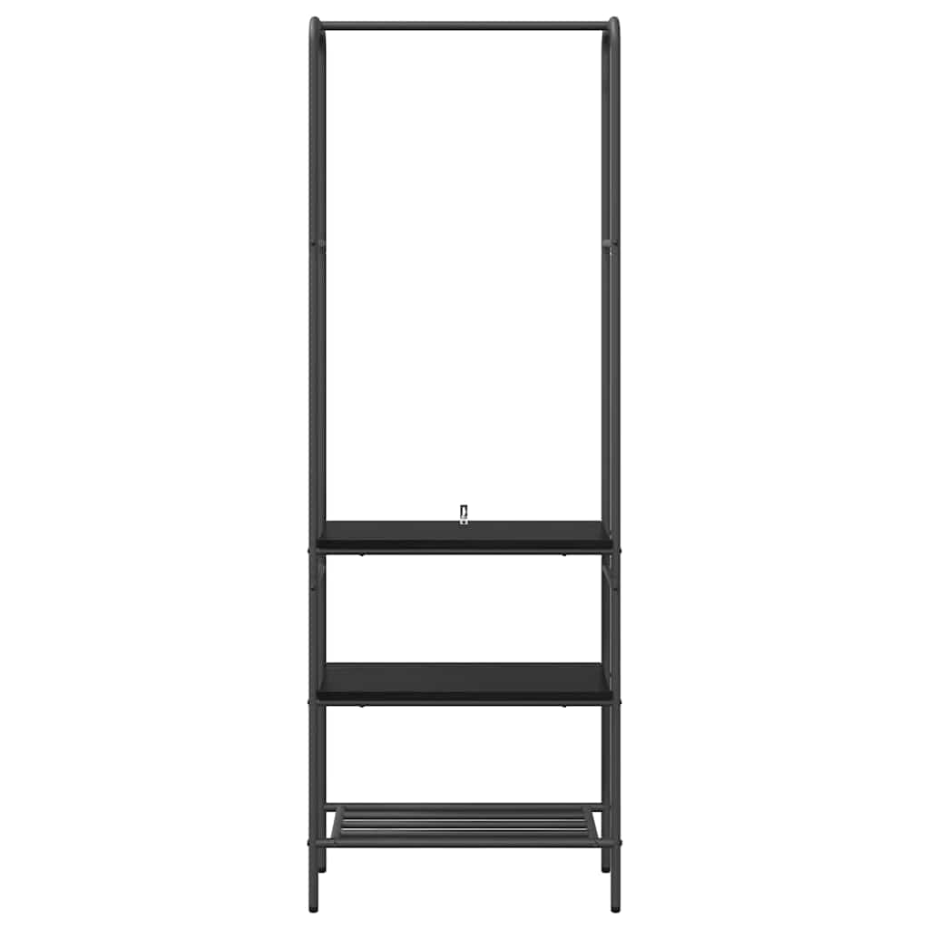 Porte-manteau avec étagère Noir aspect chêne 60 x 30 x 171 cm