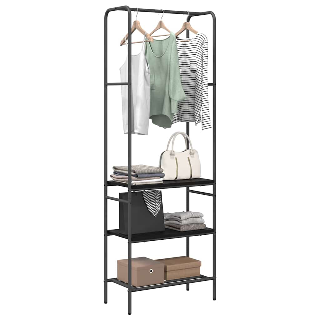 Porte-manteau avec étagère Noir aspect chêne 60 x 30 x 171 cm