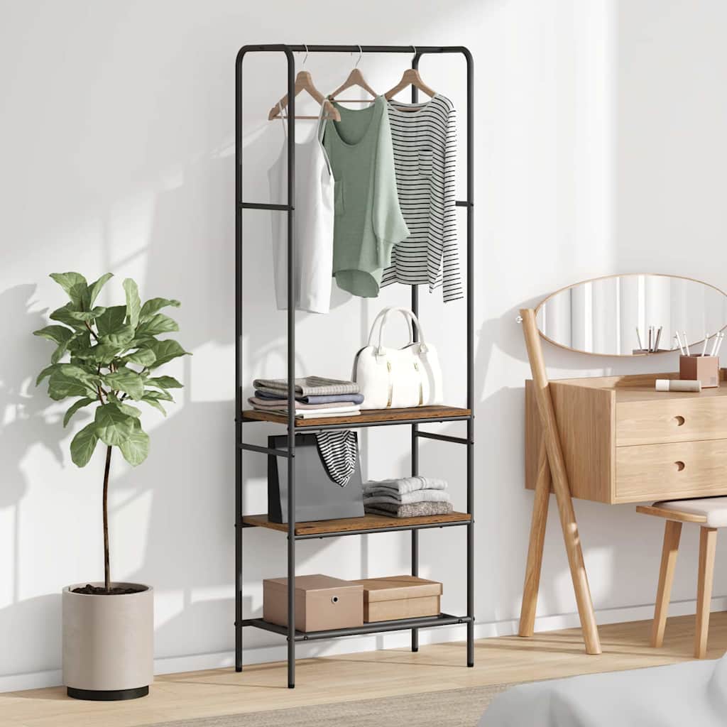Portant à vêtements avec étagère en bois recyclé 60 x 30 x 171 cm Matériau à base de bois