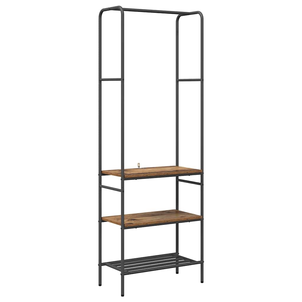 Portant à vêtements avec étagère en bois recyclé 60 x 30 x 171 cm Matériau à base de bois