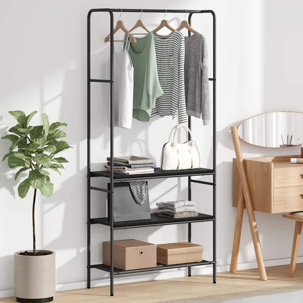Portant à vêtements avec étagère Noir aspect chêne 77 x 30 x 171 cm