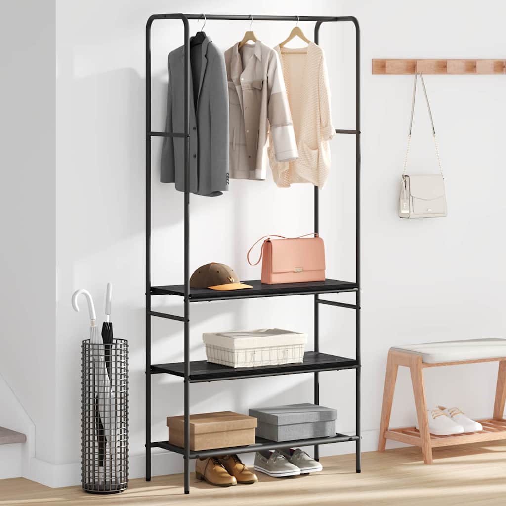 Portant à vêtements avec étagère Noir aspect chêne 77 x 30 x 171 cm
