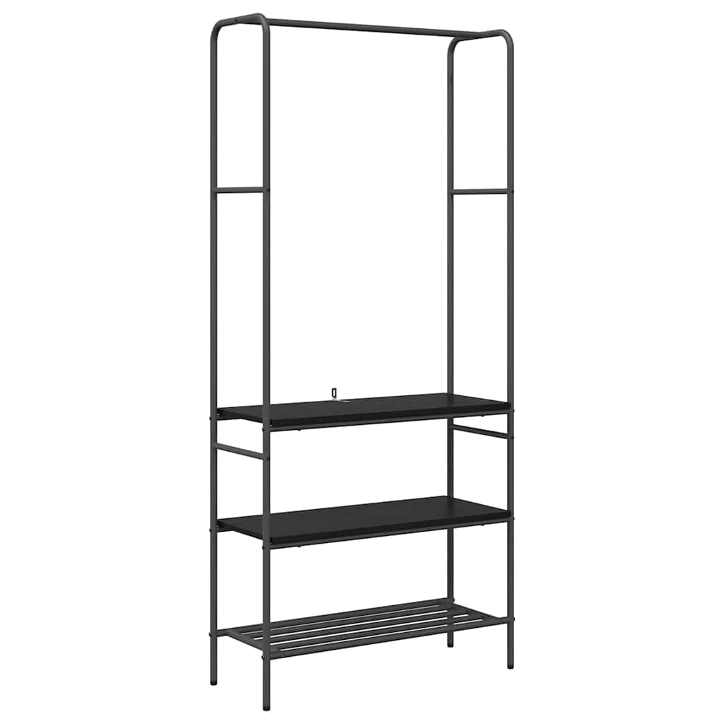 Portant à vêtements avec étagère Noir aspect chêne 77 x 30 x 171 cm