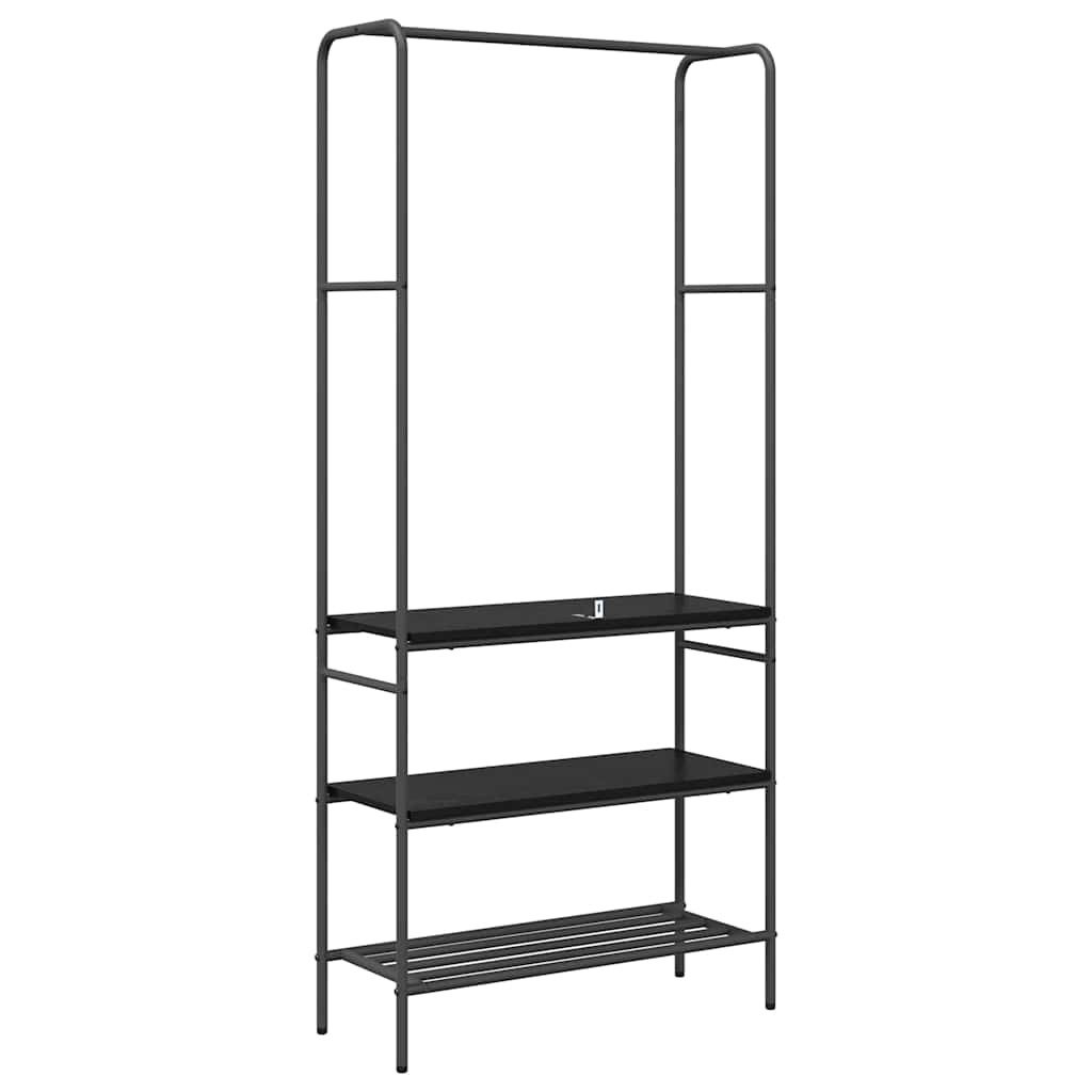 Portant à vêtements avec étagère Noir aspect chêne 77 x 30 x 171 cm
