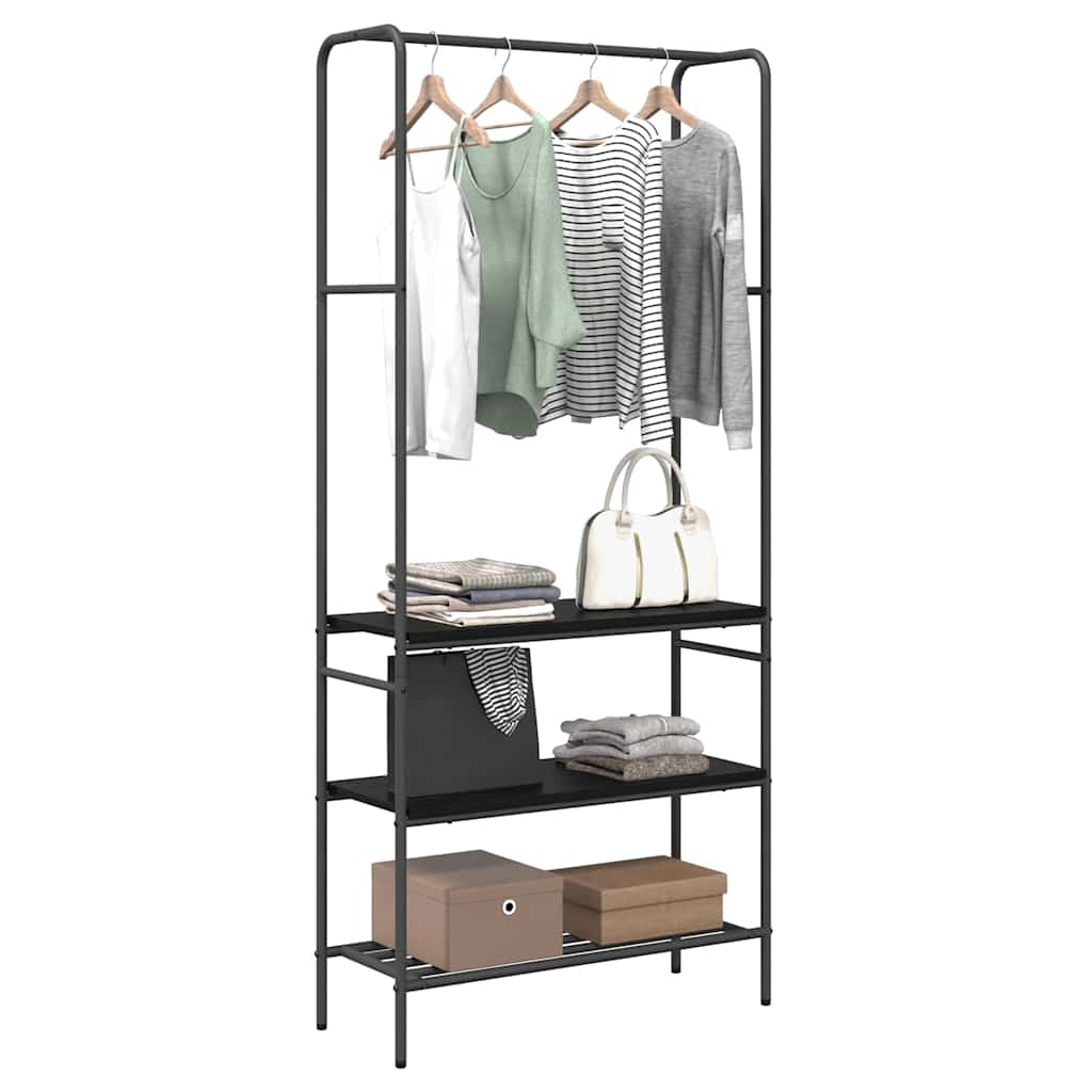 Portant à vêtements avec étagère Noir aspect chêne 77 x 30 x 171 cm