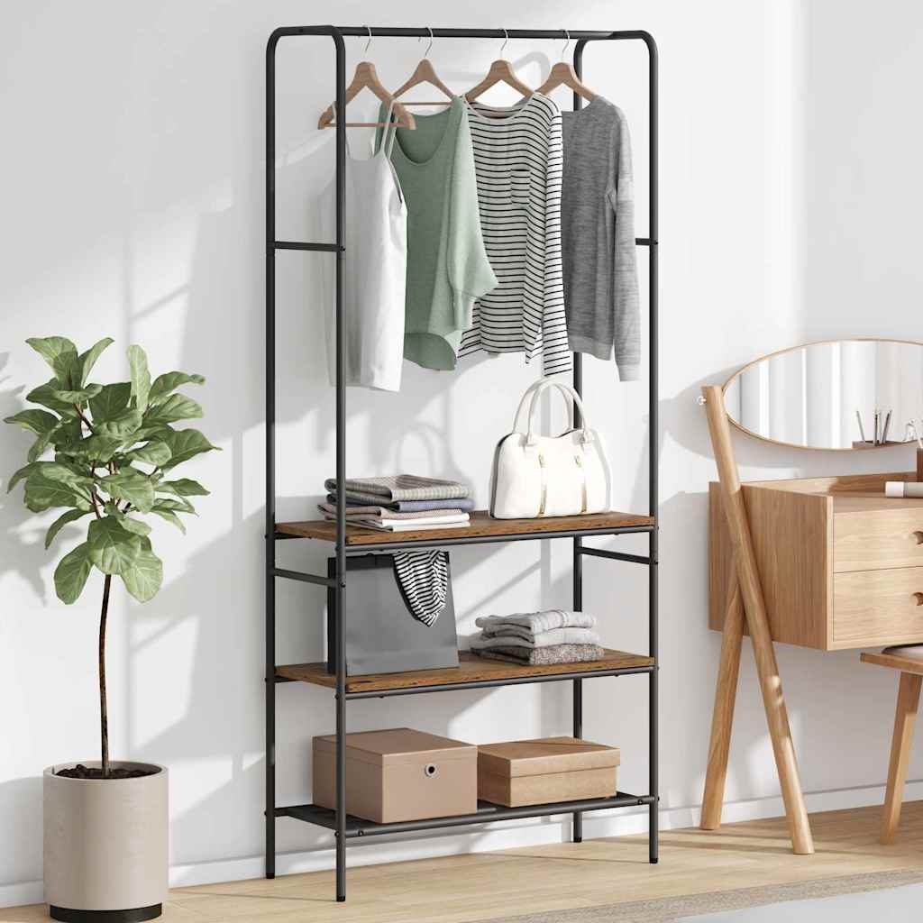 Kleiderständer mit Regal Altholz 77 x 30 x 171 cm Holzwerkstoff