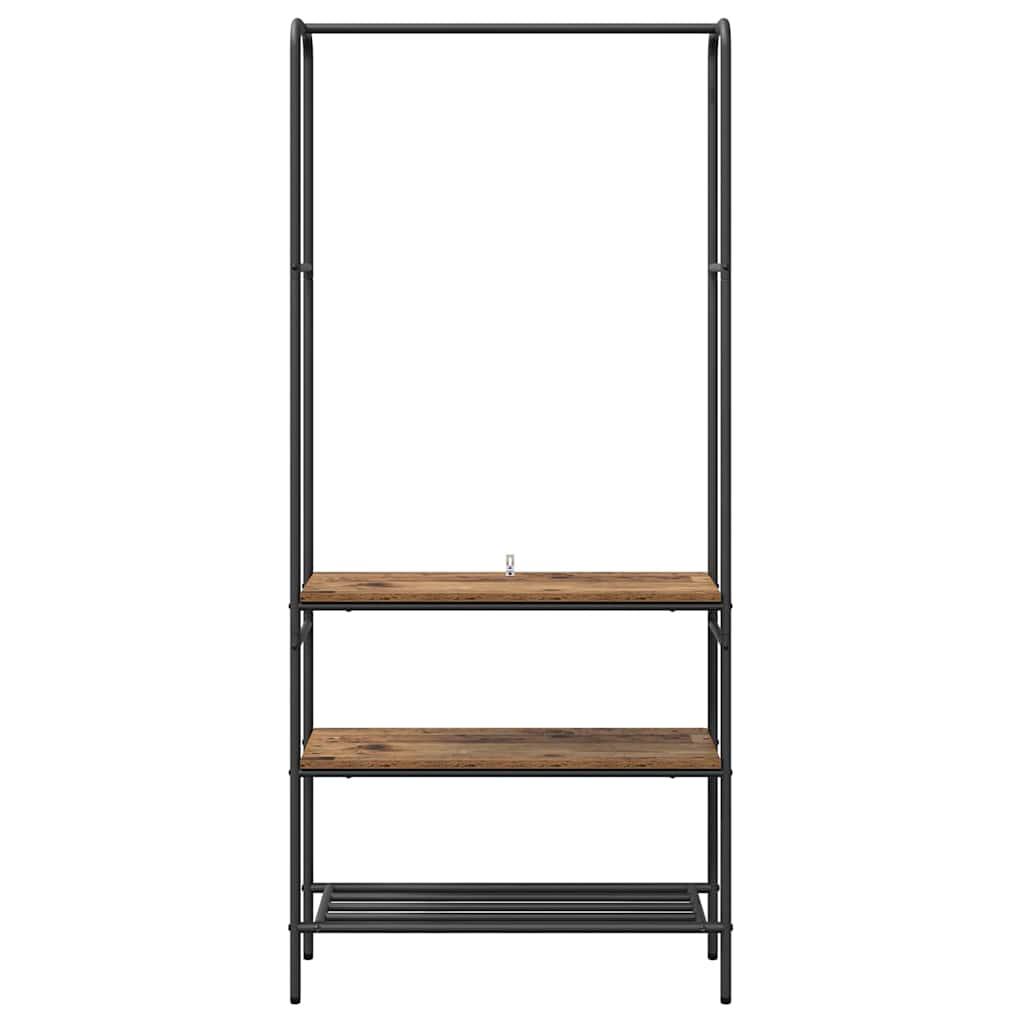 Kleiderständer mit Regal Altholz 77 x 30 x 171 cm Holzwerkstoff