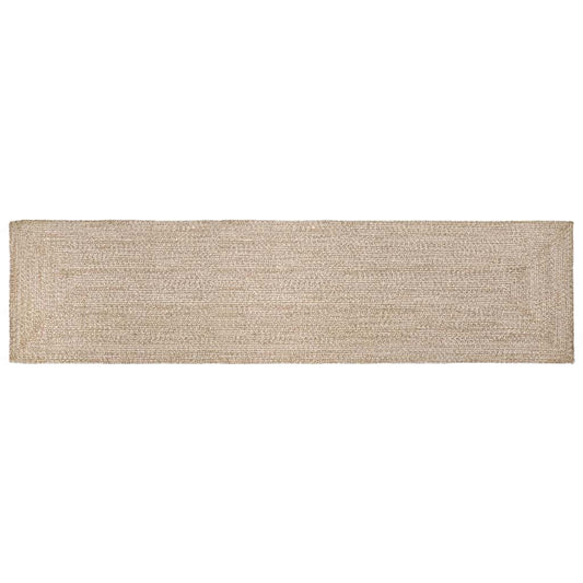 Natural and White Area Rugs 60 x 400 cm Jute
