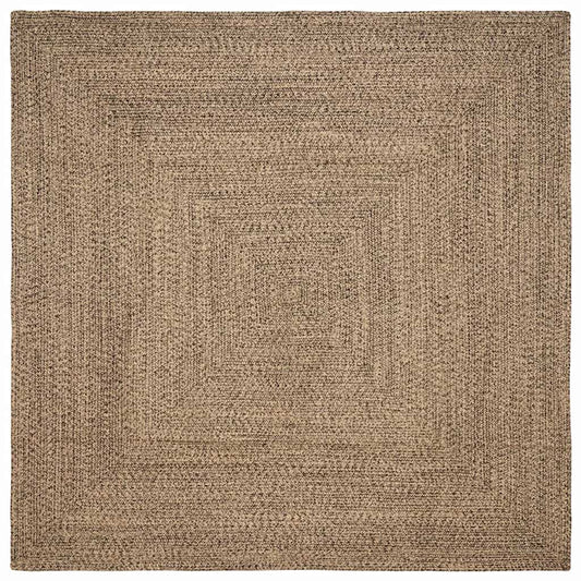 Natural and Black Area Rug 240 x 240 cm Jute