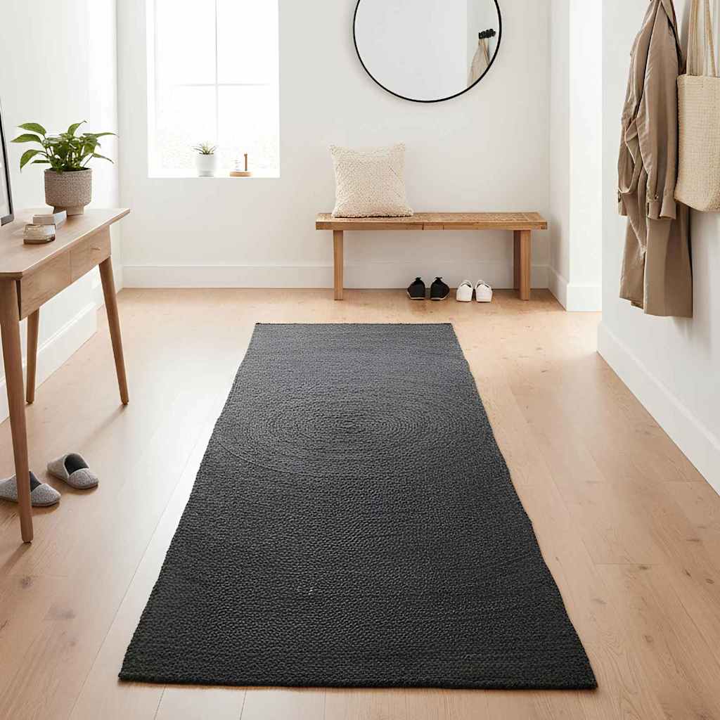 Area Rug Rectangular Dark Grey 60 x 400 cm Jute