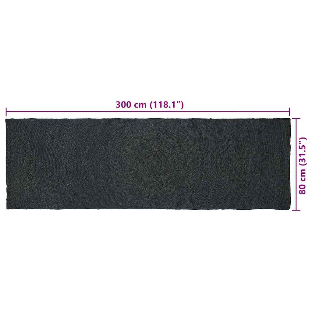 Bereichsteppiche Rechtwinklig Dunkelgrau 80 x 300 cm Jute