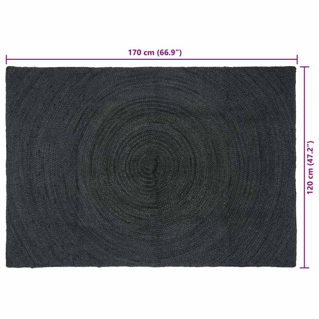Area Rugs Rectangular Dark Gray 120 x 170 cm Jute