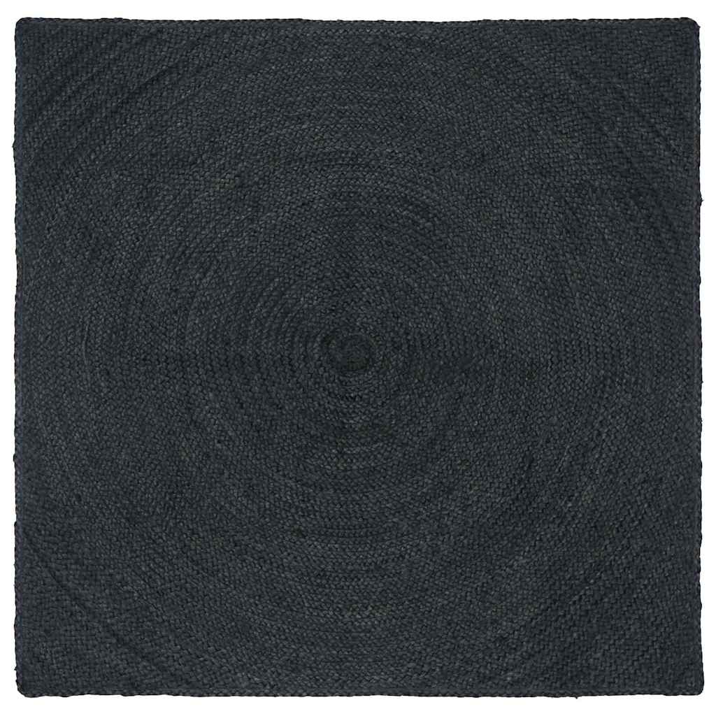 Tapis de surface carré gris foncé 160 x 160 cm Jute