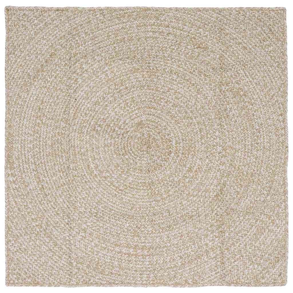 Tapis de zone naturels et blancs 120 x 120 cm Jute