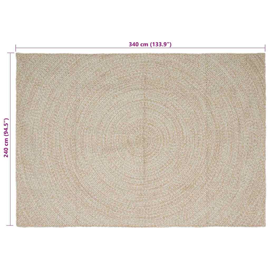 Area Rugs Natural and White 240 x 340 cm Jute