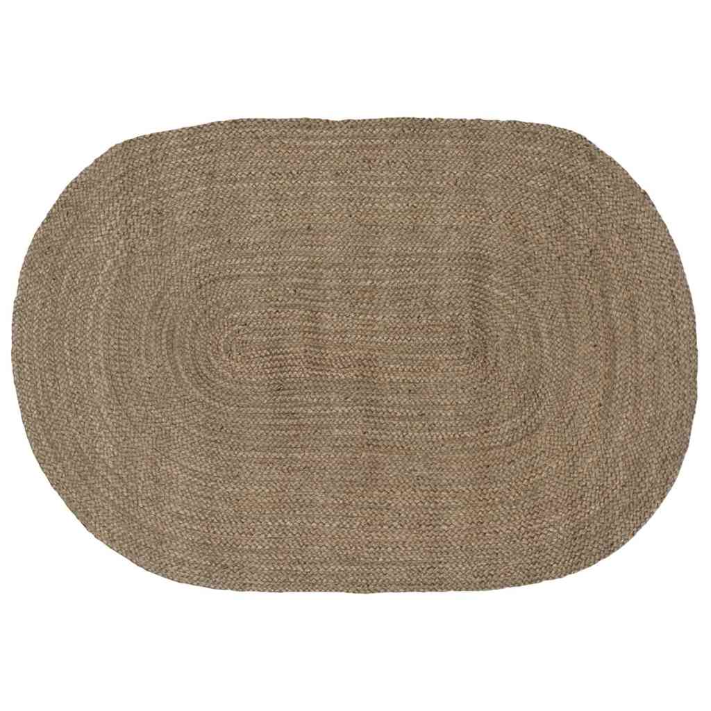 Tapis de zone ovale gris 100 x 152 cm Jute
