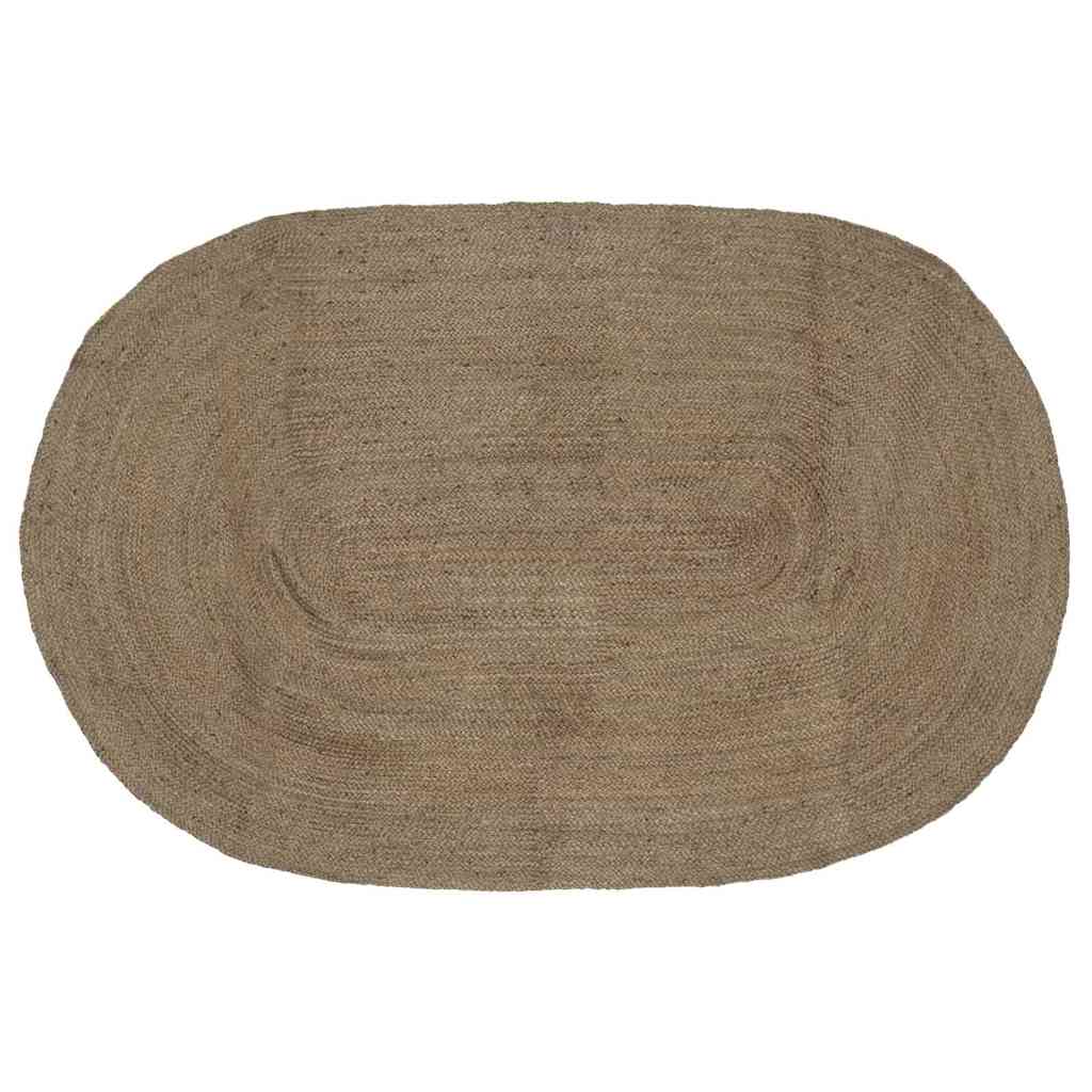 Tapis ovales gris 152 x 245 cm jute