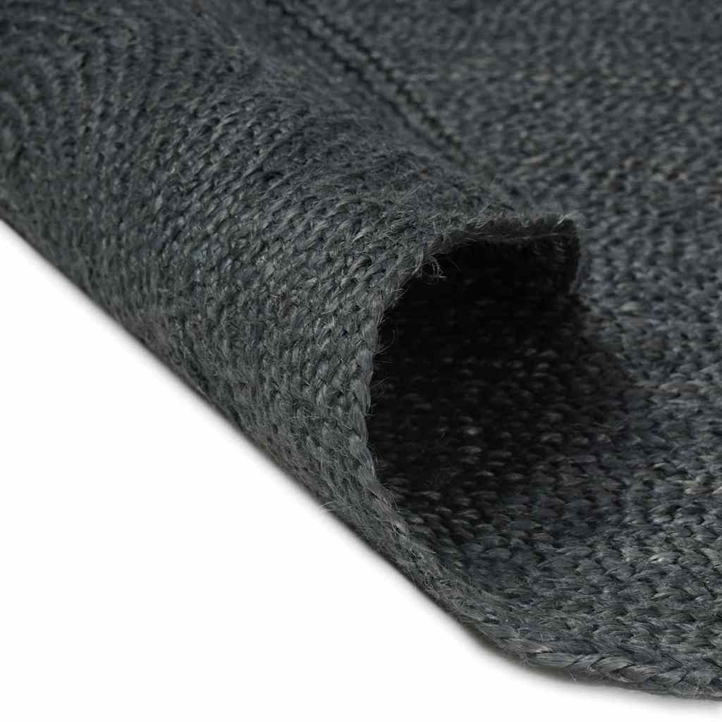 Tapis de surface ovale noir 205 x 305 cm jute