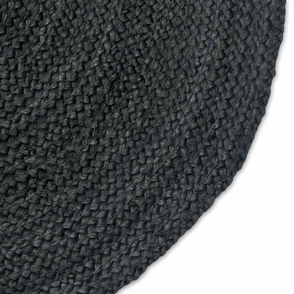 Tapis de surface ovale noir 205 x 305 cm jute