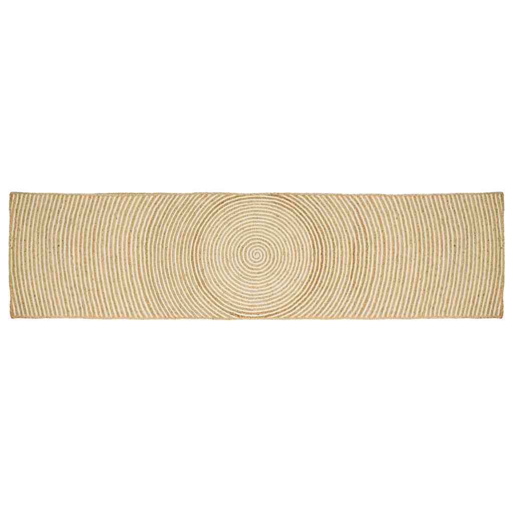 Tapis naturel et blanc 60 x 400 cm Jute
