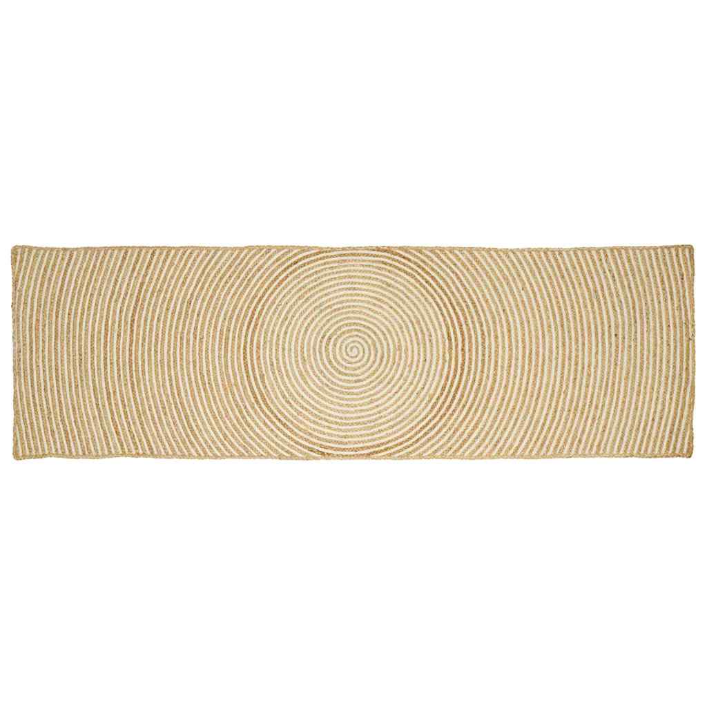 Teppich Natürlich und Weiß 80 x 300 cm Jute