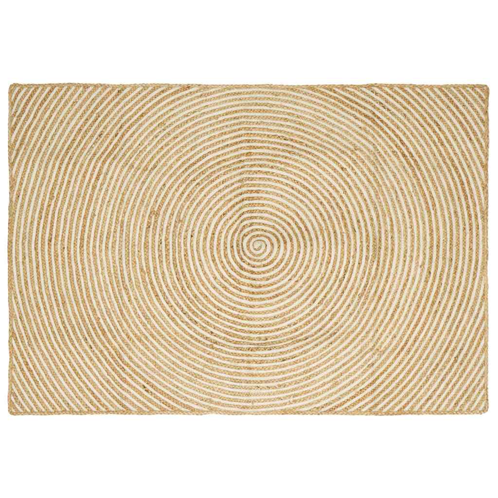 Teppich Natürlich und Weiß 140 x 200 cm Jute