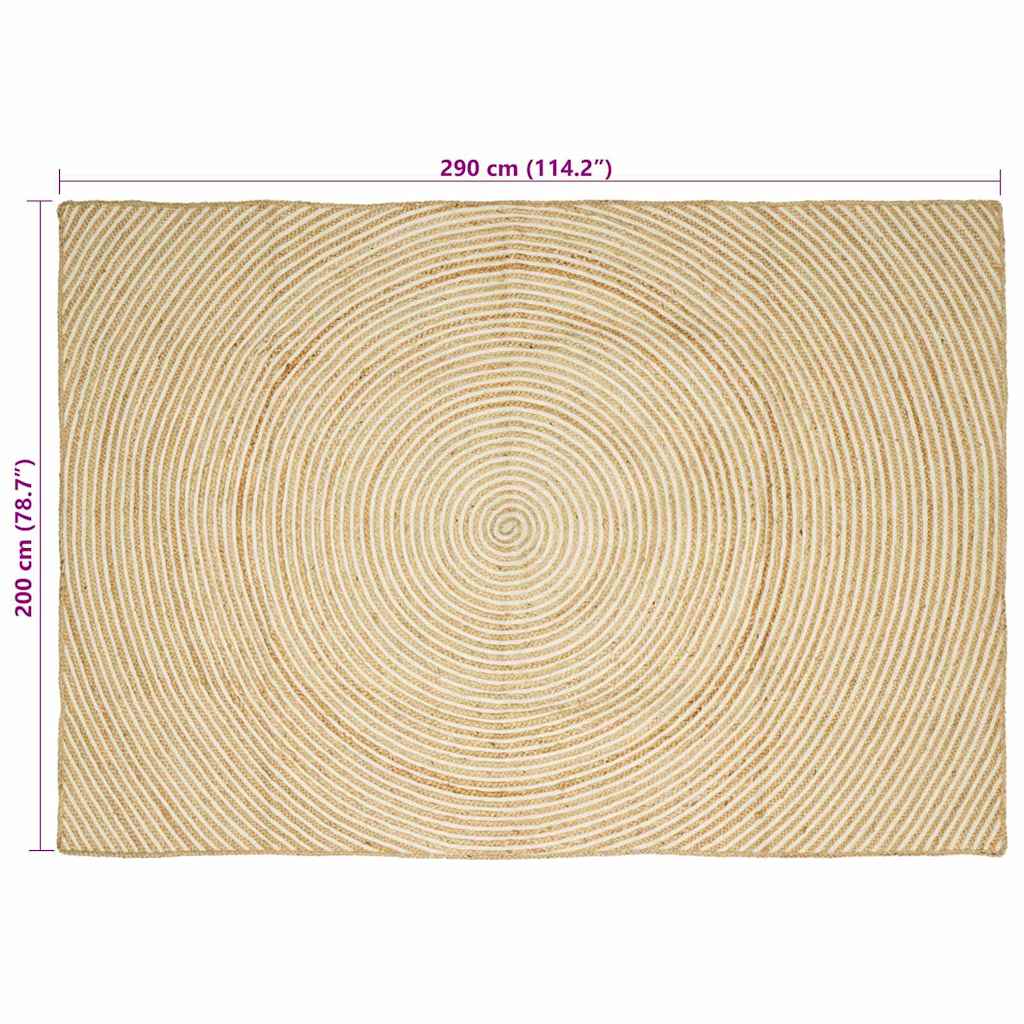 Teppich Natürlich und Weiß 200 x 290 cm Jute