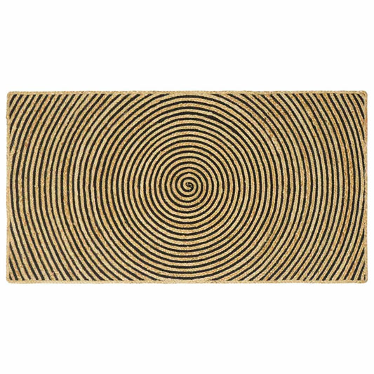 Teppich Natürlich und Schwarz 80 x 150 cm Jute