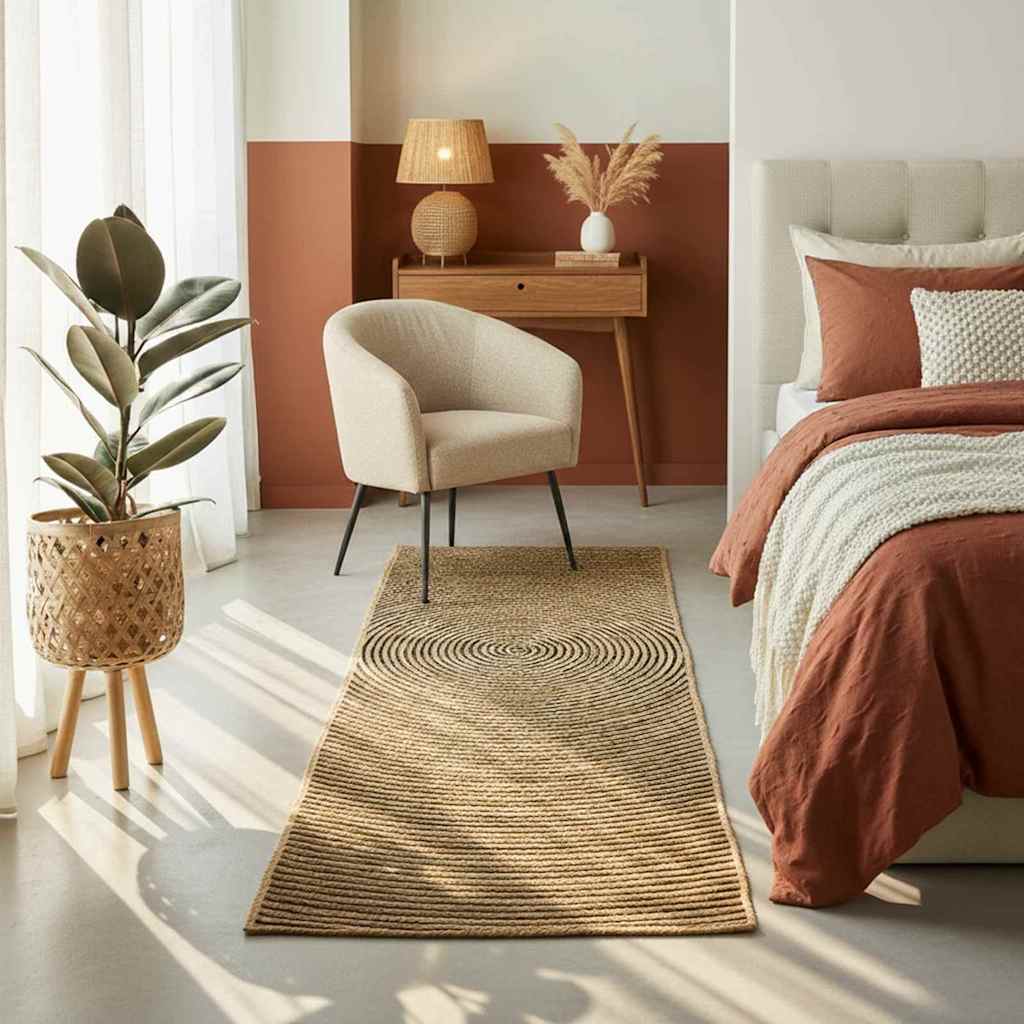 Tapis Naturel et Noir 80 x 150 cm Jute