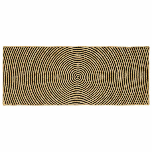 Teppich Natürlich und Schwarz 80 x 200 cm Jute