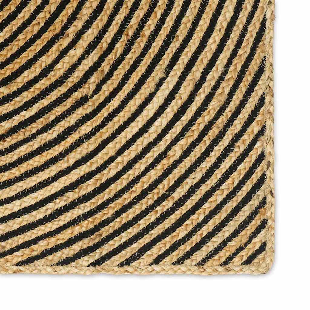 Teppich Natürlich und Schwarz 80 x 250 cm Jute