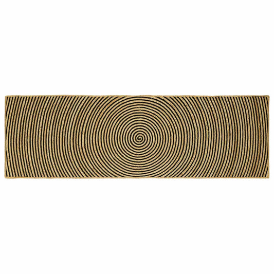 Teppich Natürlich und Schwarz 80 x 250 cm Jute