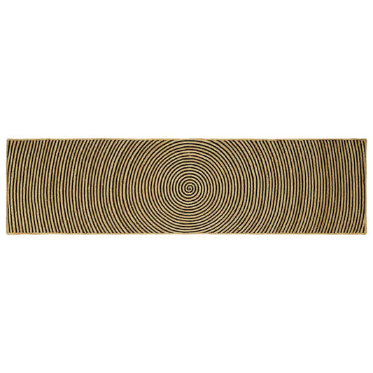 Teppich Natürlich und Schwarz 80 x 300 cm Jute