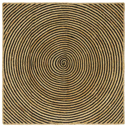 Teppich Natürlich und Schwarz 120 x 120 cm Jute