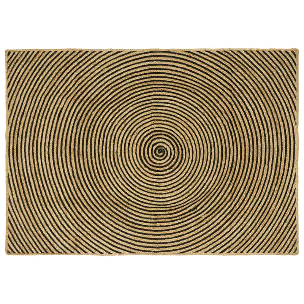 Rug Natural and Black 120 x 170 cm Jute