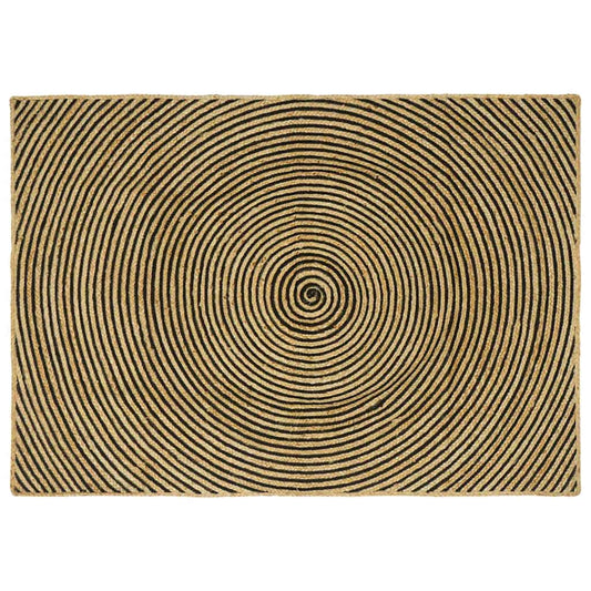 Teppich Natürlich und Schwarz 120 x 170 cm Jute