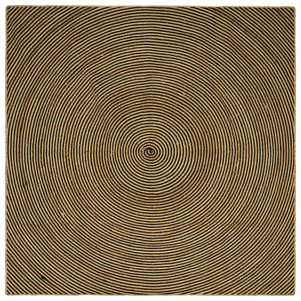Teppich Natürlich und Schwarz 200 x 200 cm Jute