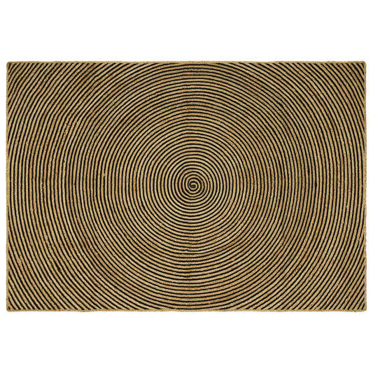Teppich Natürlich und Schwarz 240 x 340 cm Jute